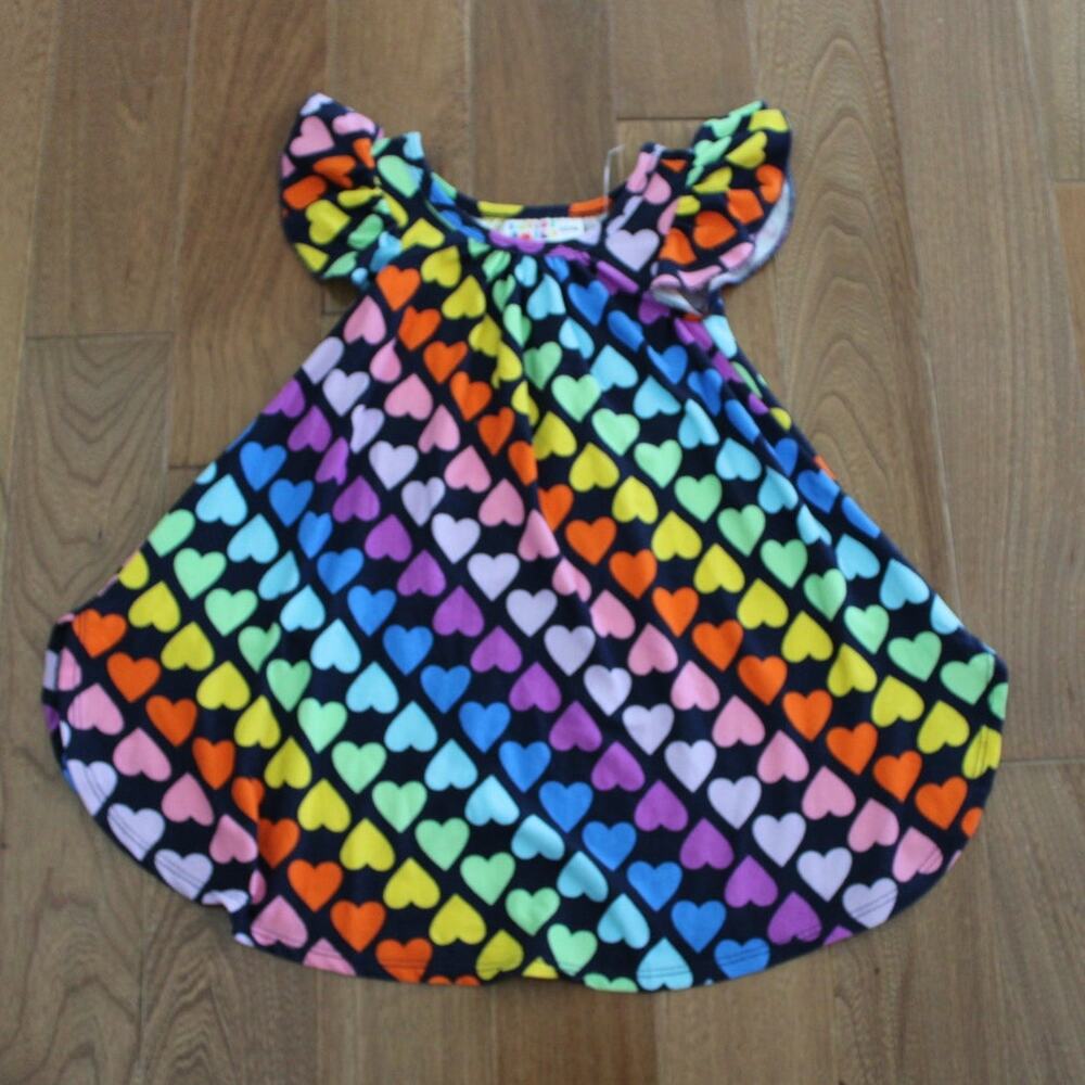 Dot Dot‎ Smile Flutter Sleeve Twirl Dress Rainbow Hearts Pride 12-24 Month